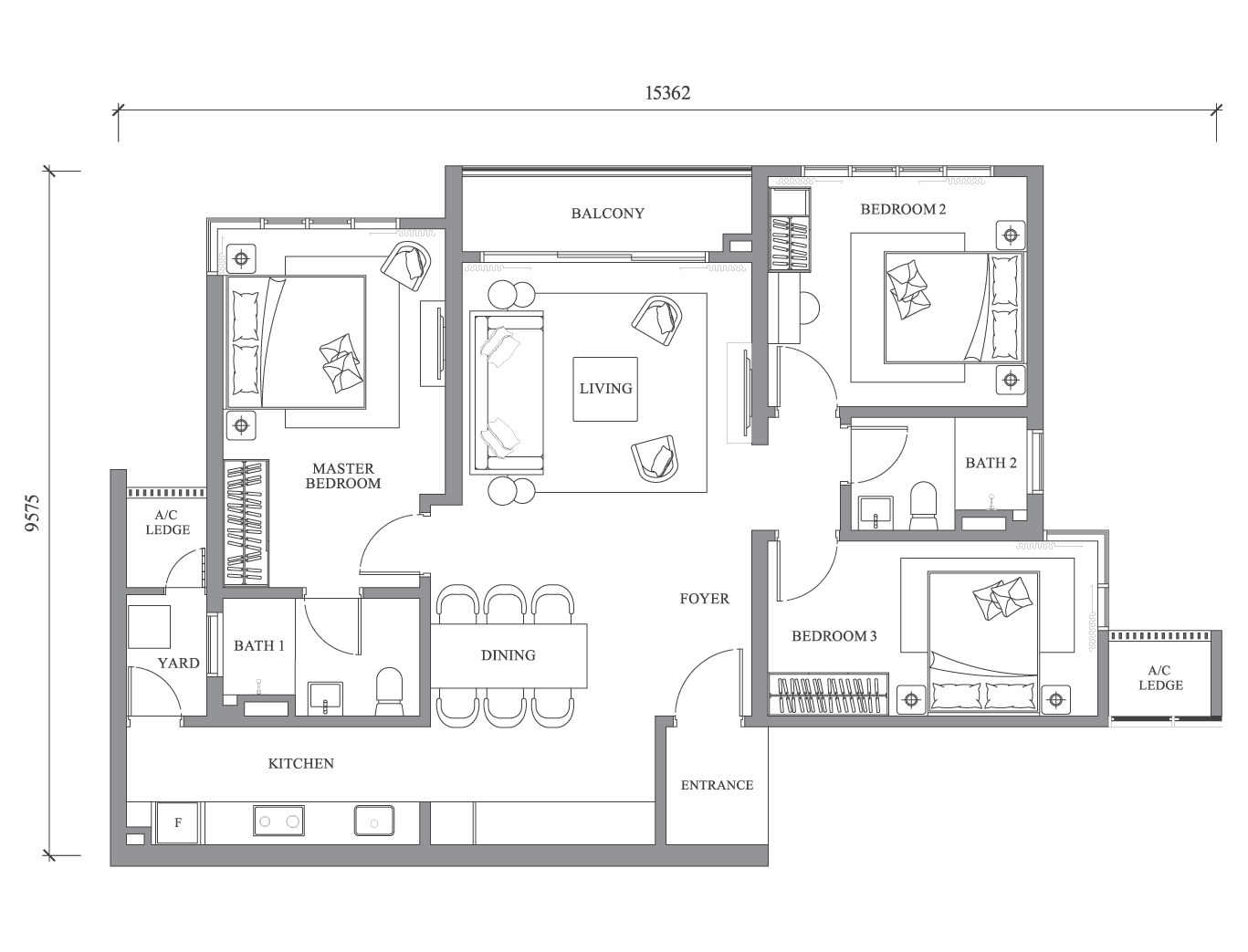 Type B indicative floor plan for River Park